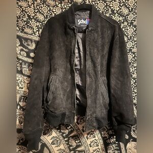 Schott Black Suede Bomber Jacket
